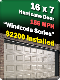 16 x 7 Hurricane Door 156 MPH Impact Resistance  $1200 Installed  | EAST COAST GARAGE DOORS | Brevard County, FL | Melbourne, Titusville, Merritt Island, Cocoa Beach, Indiatlantic, Mims, Viera